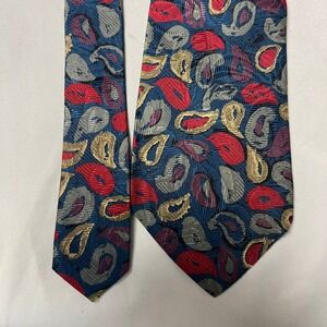 Countess Mara Silk Paisley Tie Blue Red Gold Men's Necktie‎ 4" Classic Abstract